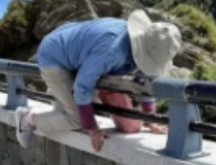 為拍美照玩命！藍衣女翻護欄「爬武嶺岩壁」　太管處告發裁罰