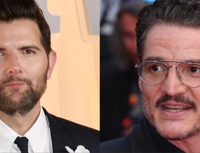Adam Scott Freezes Out Pedro Pascal’s Hug In Tense Red Carpet Clip