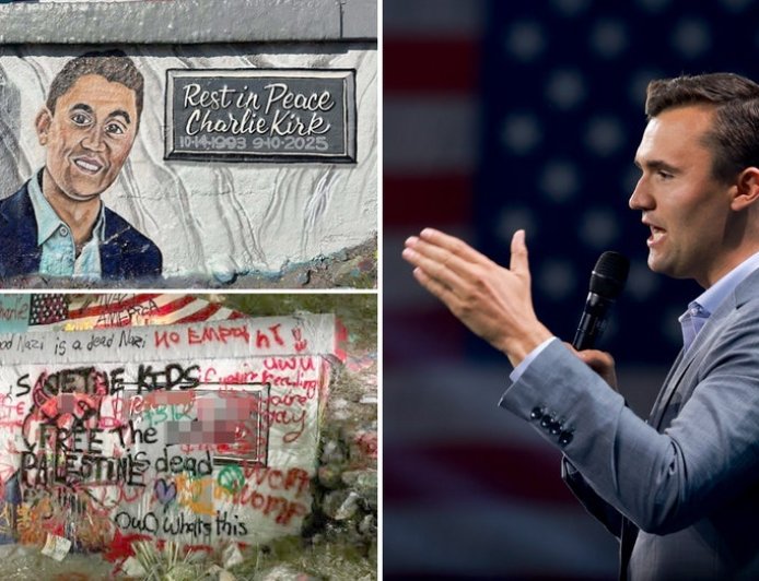 Young people restore Charlie Kirk memorial mural with Bible verses after vandals deface tribute