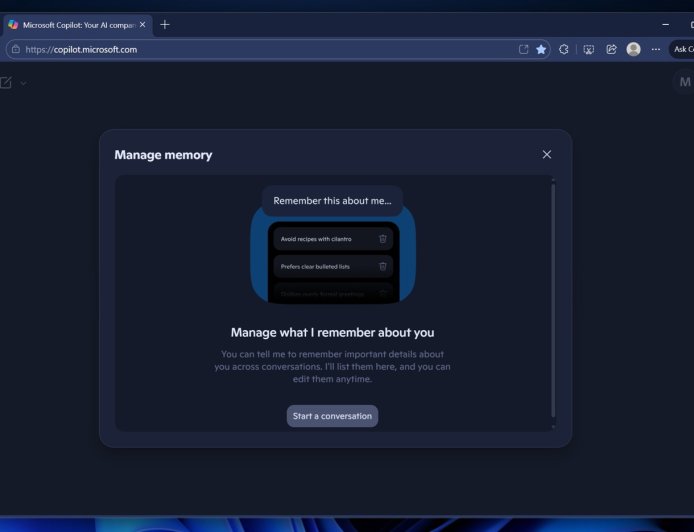 微软 Copilot 将上线完整 AI 记忆管理功能