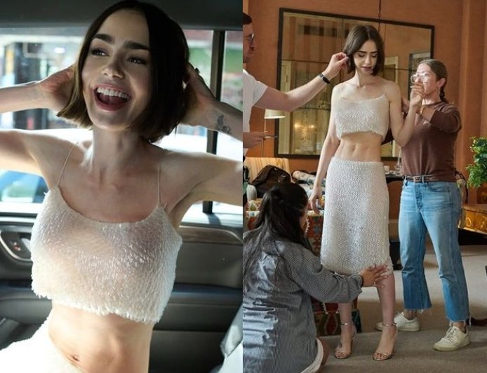 莉莉柯林斯看秀「紙片腹肌」嚇壞網友　激瘦體態被酸真的不好看