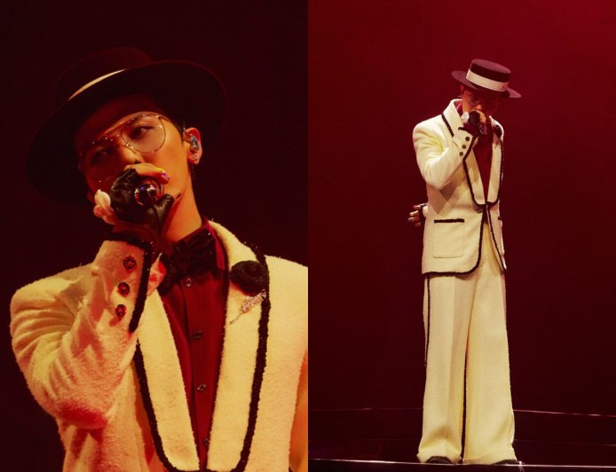 最會穿香奈兒的男人！GD巴黎演唱會換上訂製西裝搭羽毛胸針帥翻舞台