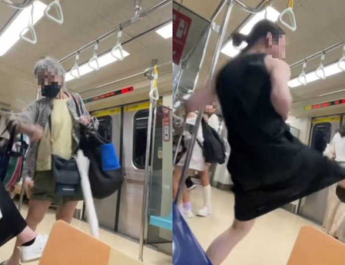 白髮婦北捷甩袋攻擊被踹飛！捷警認涉「互毆」...最高開罰1.8萬