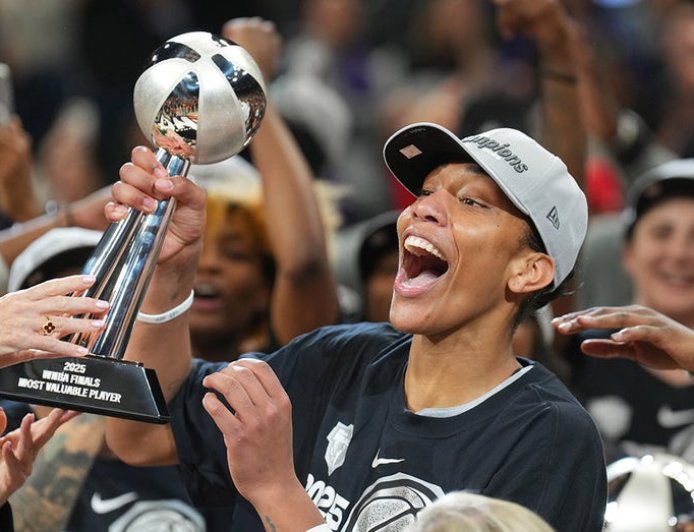 WNBA's A'ja Wilson shares heartfelt message for NBA star Bam Adebayo at Aces' title celebration