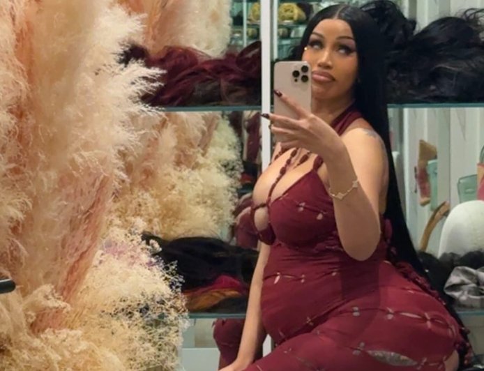 Pregnant Cardi B Rocks Sheer Dress With Cutouts for 33rd Birthday