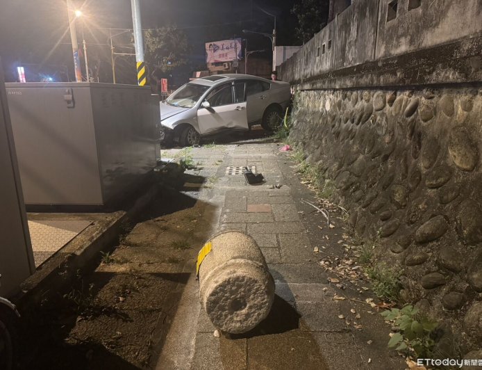 花蓮酒駕自撞!路墩遭撞飛駕駛消失 躲巷弄被揪出