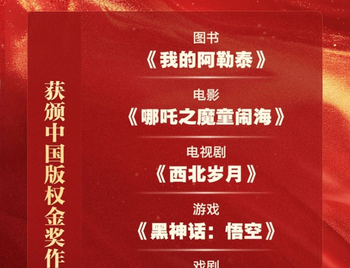 《黑神话:悟空》《哪吒 2》等获颁我国版权领域最高奖项