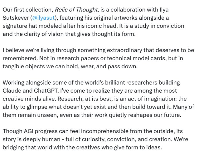 前 OpenAI 研究员跨界做文创：Ilya 发型帽子走红，AI 成潮牌