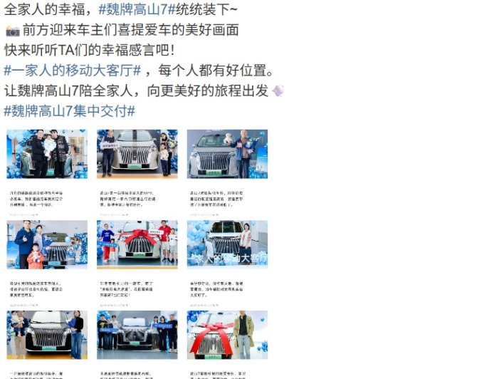 28.58 万元起，长城魏牌高山 7 中大型 MPV 首批车主交付