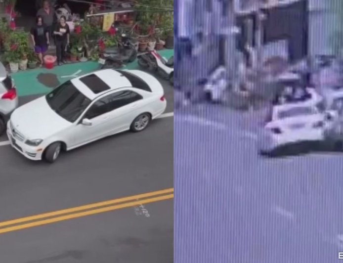 南投賓士女狂撞14車肇逃!路人尖叫畫面曝