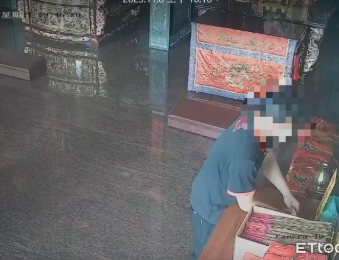 荒唐賊「釣」功德箱！ 屏東九如廟被偷600元　監視器全拍下