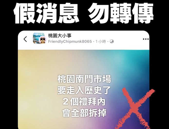 網傳桃園南門市場將「全部拆掉」　市府急駁斥：假消息！