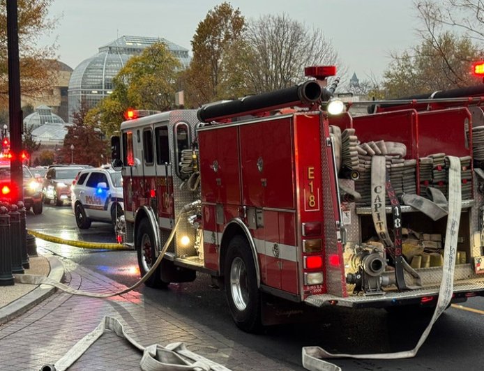 Fire erupts in US Capitol trolley system, 2 police officers taken to hospital