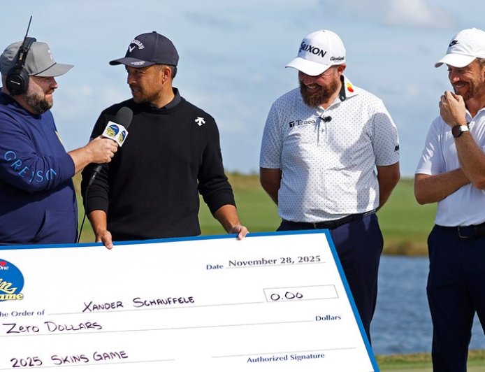 Golf star hilariously awarded check for $0 after not cashing in at Skins Game return