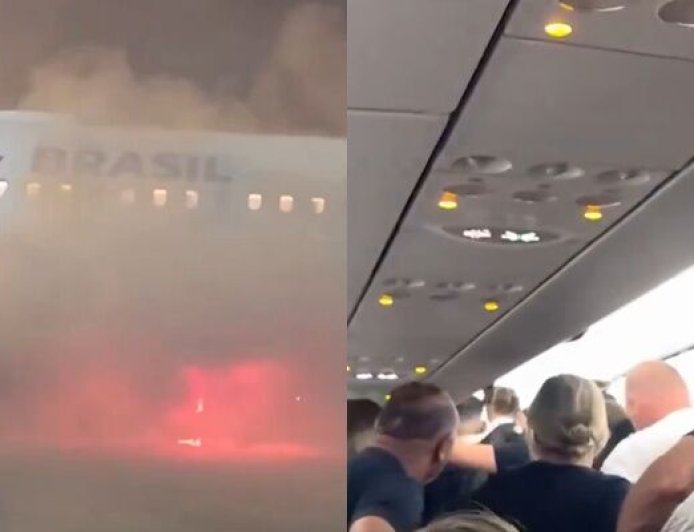 巴西機場「停機坪大火」！濃煙吞噬整架飛機　169乘客跳梯逃生