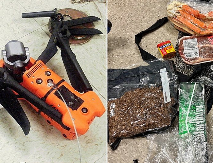 Prison officers intercept drone delivering steak, crab legs with seasoning to inmates in contraband drop