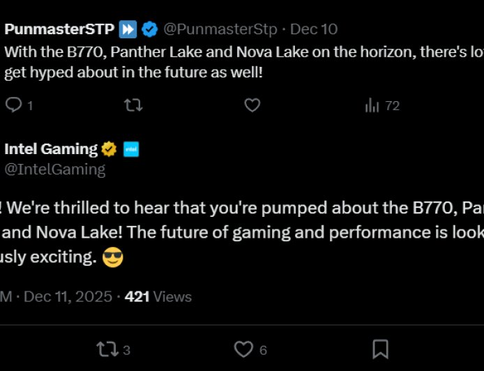 官方罕见回应，英特尔推文点名旗舰显卡 Arc B770