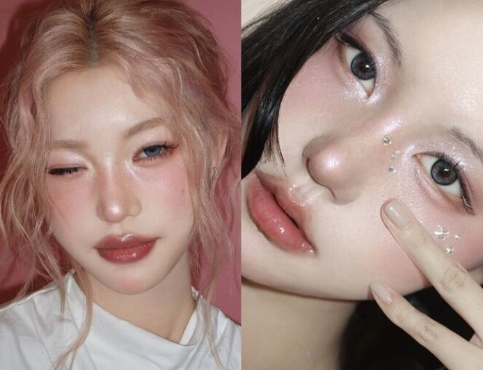 2025聖誕妝容推薦「銀色雪花妝」　銀色亮片搭配微醺莓果唇顯白超有氛圍