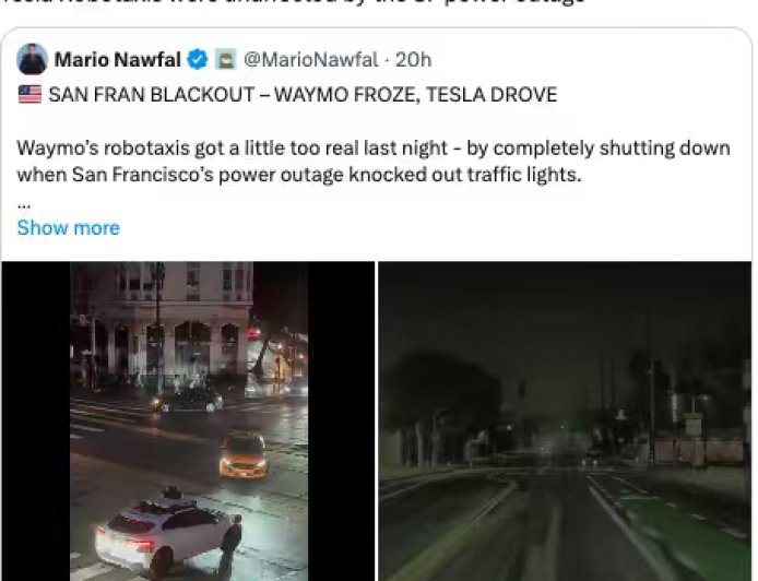 美国旧金山停电致 Waymo 自动驾驶出租车集体趴窝，马斯克称特斯拉不受影响