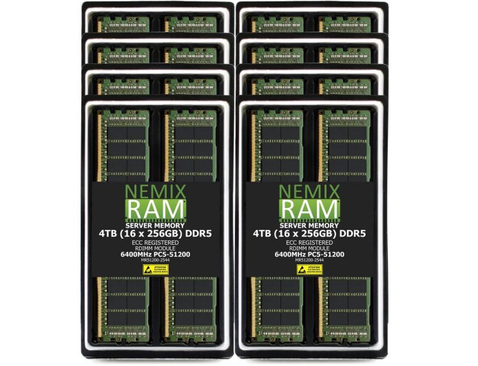 4TB DDR5 ECC RDIMM内存套装标价逾7万美元
