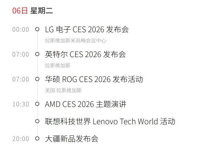 2026 年 1 月科技事件日历一览表