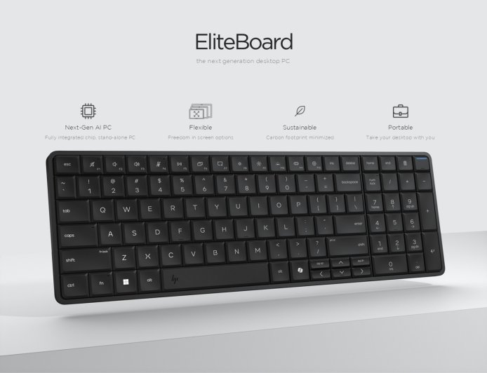 键盘 AI PC，惠普 HP EliteBoard G1a 即将登场