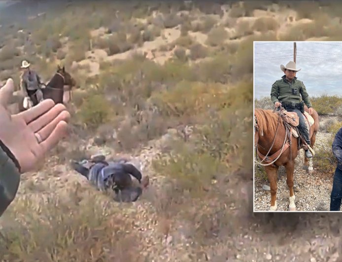 WATCH: Horse-mounted officers capture previously deported child predator at border