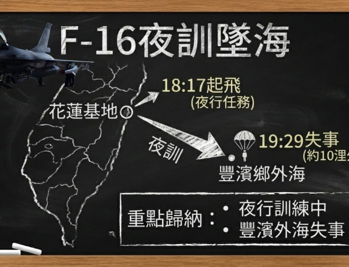 F-16墜海「上尉駕駛」失聯逾11小時　海象不佳救援難度增