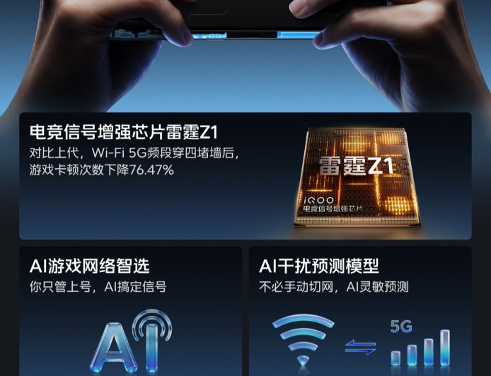 iQOO Z11 Turbo 新机搭载电竞信号增强芯片雷霆 Z1，Wi-Fi 5G 频段穿四堵墙游戏卡顿次数降 76.47%