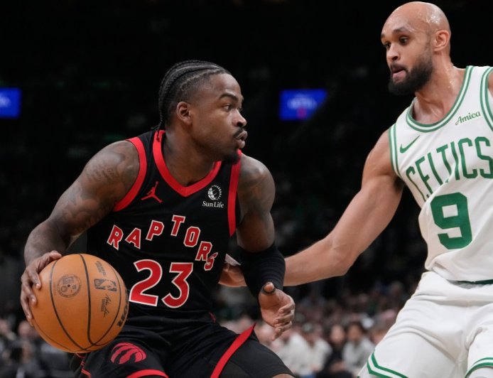 Short-handed Raptors hang tough in loss to Celtics