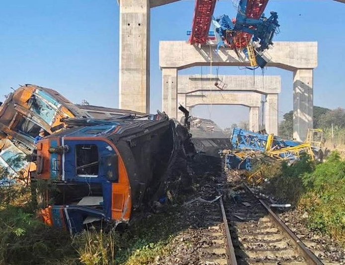 Multiple people killed after construction crane falls, derails train in Thailand