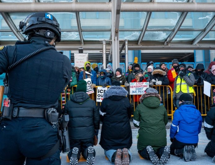 Anti-ICE agitators, including clergy, arrested at Minneapolis airport during protest in frigid weather