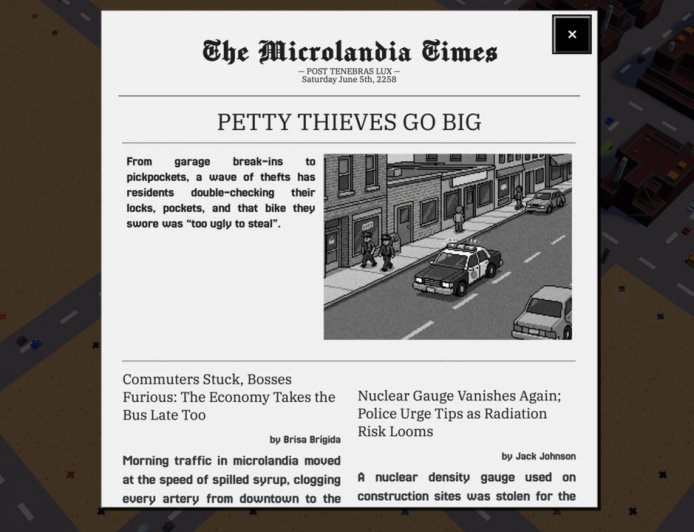 'Brutally honest' city builder Microlandia gets brutally honest crime simulation: 'It's a spectrum of consequences that can become a death spiral every single day'