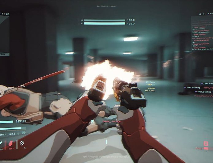 Early access multiplayer shooter Out of Action is, ironically, full of action, with cyborg ninjas blasting each other in a mix of Titanfall and Max Payne