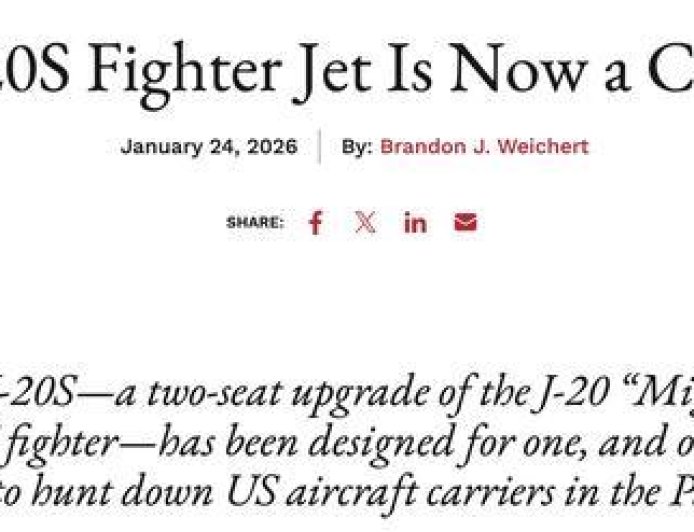 美媒：歼20S是新的航母刺客，让美国“保台”恐怕指望不上了