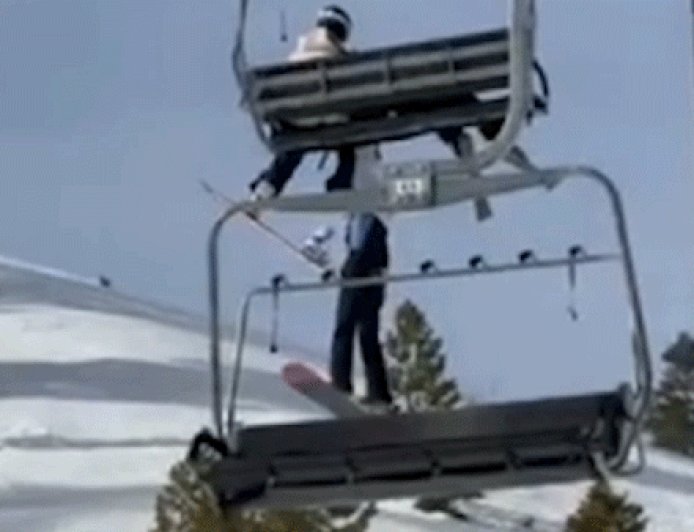 Girl, 12, dangles from ski chairlift in California before crashing to ground in terrifying video