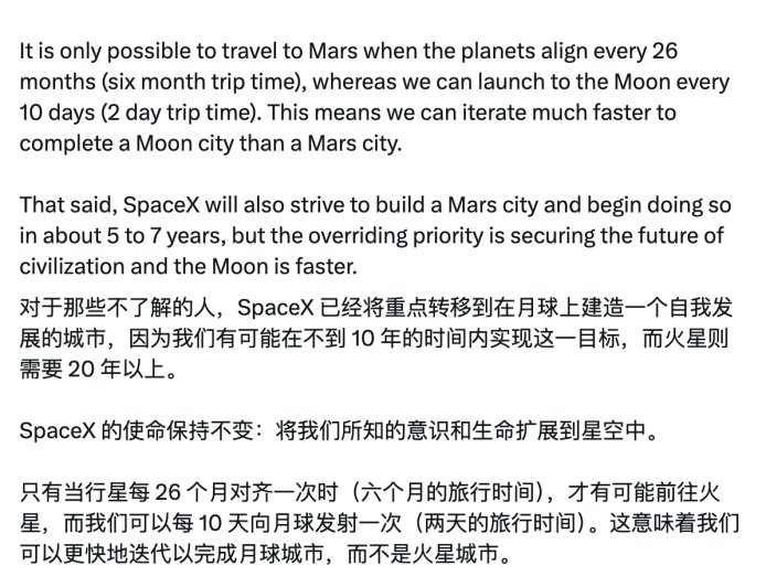 马斯克宣布 SpaceX 大规模重返月球：10 年内要建成一座自我发展的城市