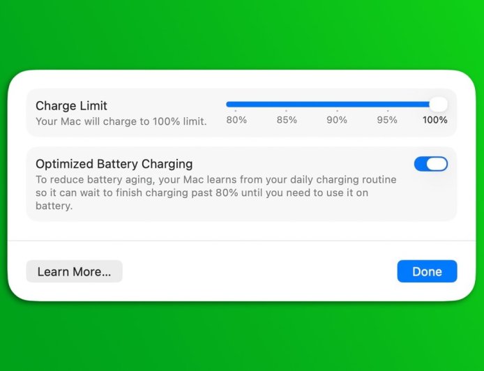 macOS Tahoe 26.4加入电池充电限制滑块 带来更精准的满电量控制