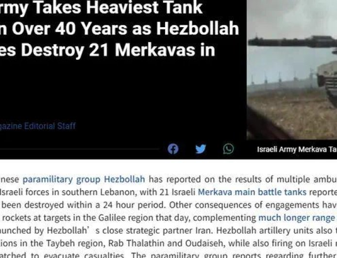 一天被毁21台梅卡瓦！美媒：以军遭遇40年来最大损失，濒临崩溃