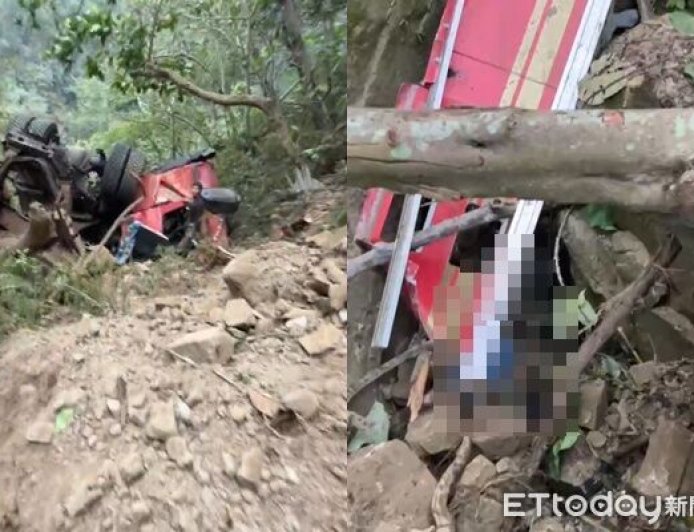 驚險搜救畫面曝！南投砂石車墜百米山谷　花4小時尋獲遺體卡石堆