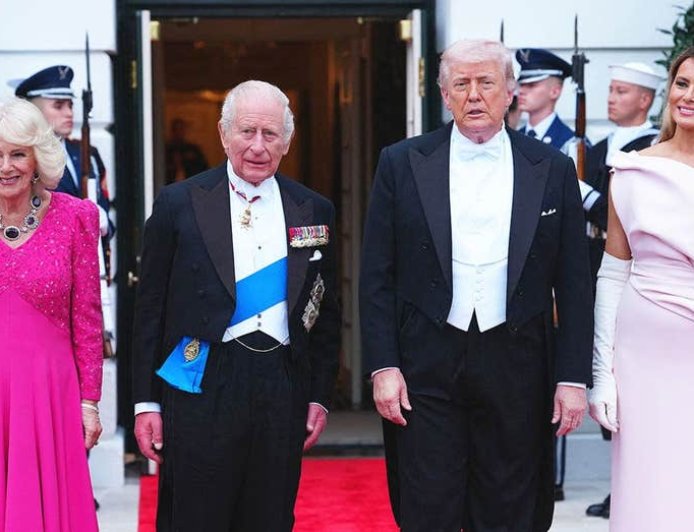 Queen Camilla ditches tiara at White House state dinner as King Charles gifts Trump historic bell